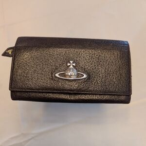 Vivienne Westwood Textured Dark Brown Leather Luxury Wallet